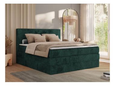 Łóżko kontynentalne TILIANO KING 200x200 - H4 - ciemnozielony, sztruks
