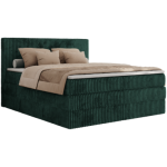 Łóżko kontynentalne TILIANO KING 200x200 - H4 - ciemnozielony, sztruks
