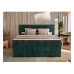Łóżko kontynentalne TILIANO KING 200x200 - H4 - ciemnozielony, sztruks