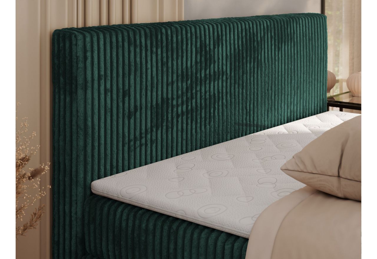 Łóżko kontynentalne TILIANO KING 200x200 - H4 - ciemnozielony, sztruks