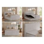 Łóżko kontynentalne TILIANO KING 140x200 - H3 - jasnoszary, sztruks