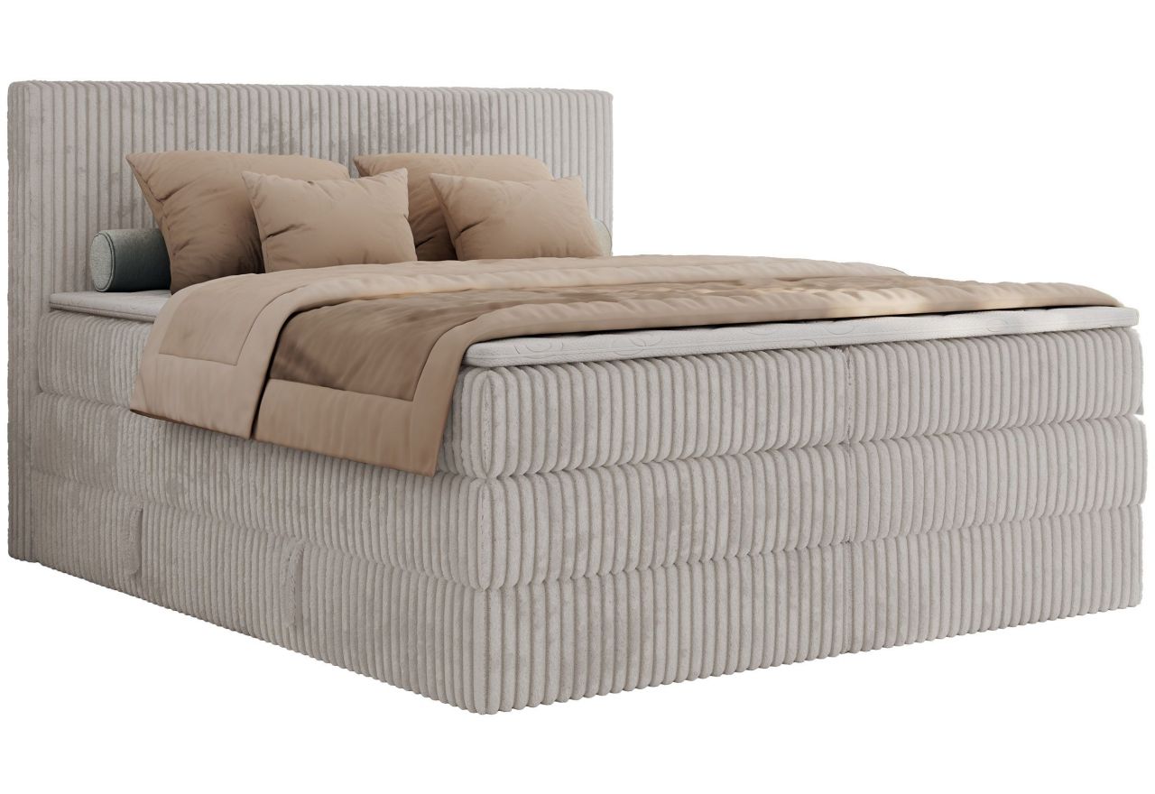 Łóżko kontynentalne TILIANO KING 160x200 - H3 - jasnoszary, sztruks