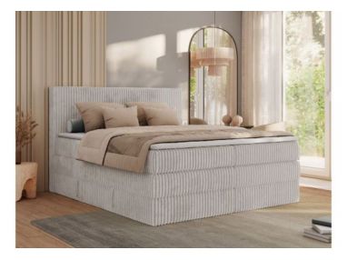 Łóżko kontynentalne TILIANO KING 200x200 - H3 - jasnoszary, sztruks