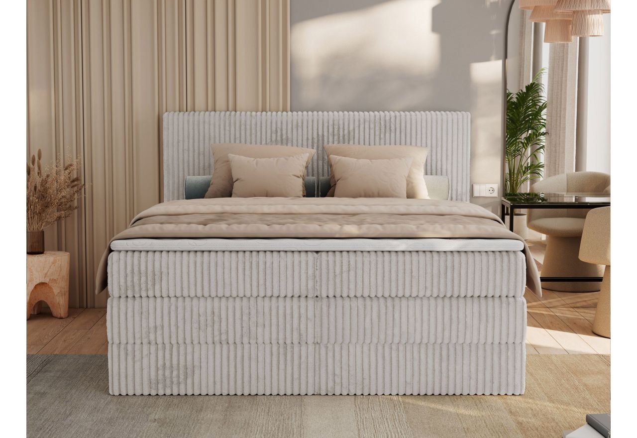 Łóżko kontynentalne TILIANO KING 200x200 - H3 - jasnoszary, sztruks