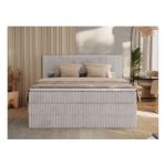 Łóżko kontynentalne TILIANO KING 200x200 - H3 - jasnoszary, sztruks