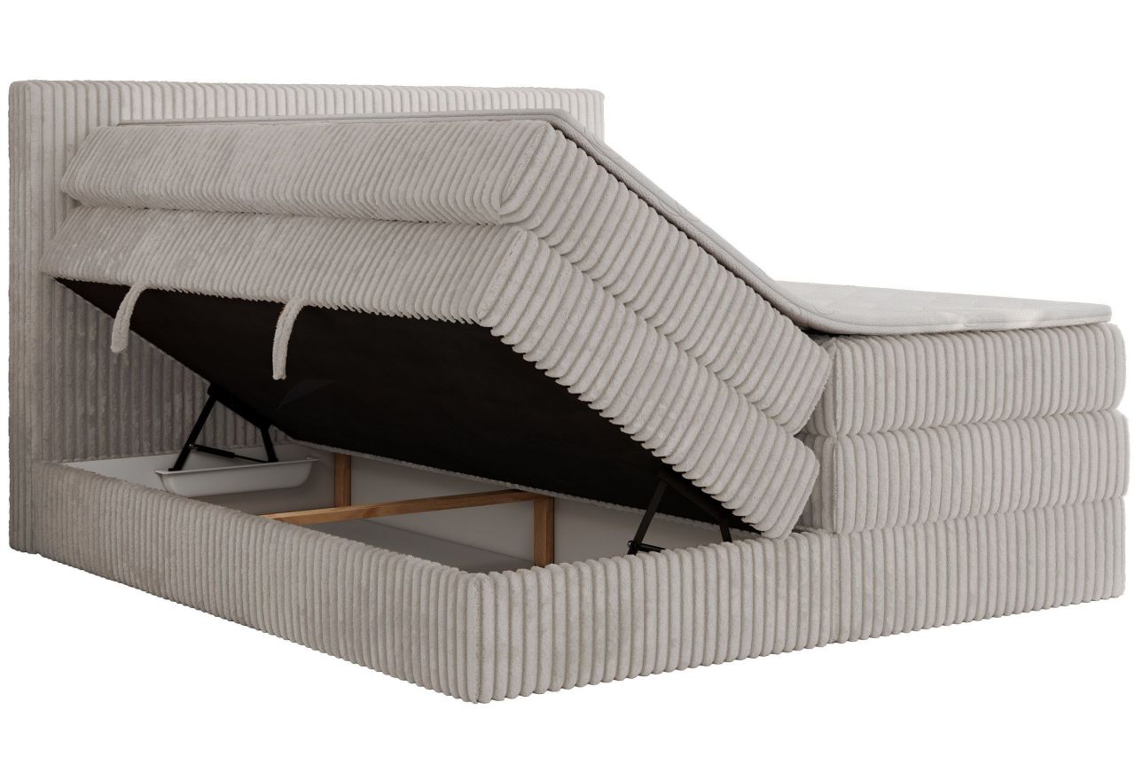Łóżko kontynentalne TILIANO KING 200x200 - H3 - jasnoszary, sztruks