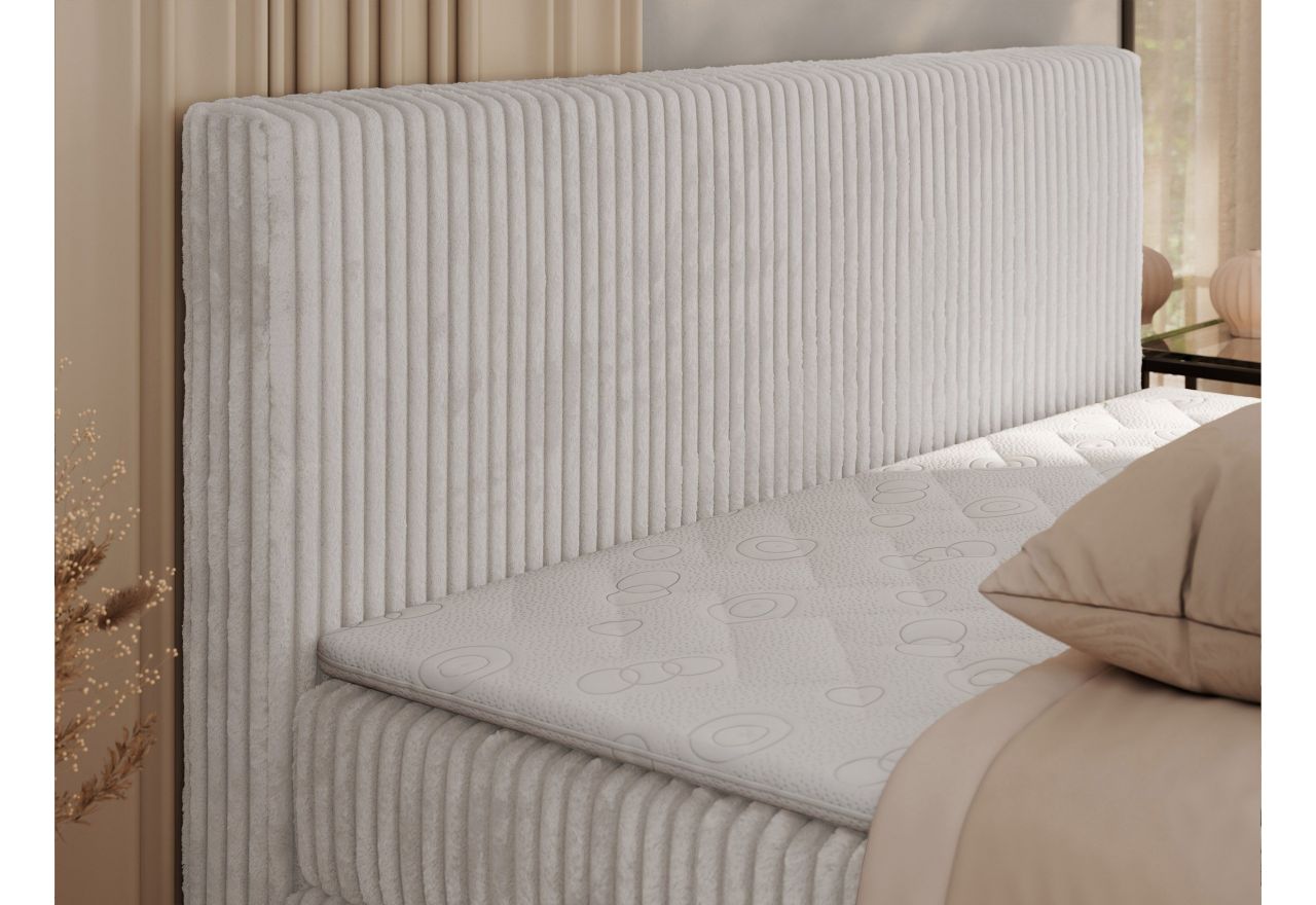 Łóżko kontynentalne TILIANO KING 160x200 - H4 - jasnoszary, sztruks