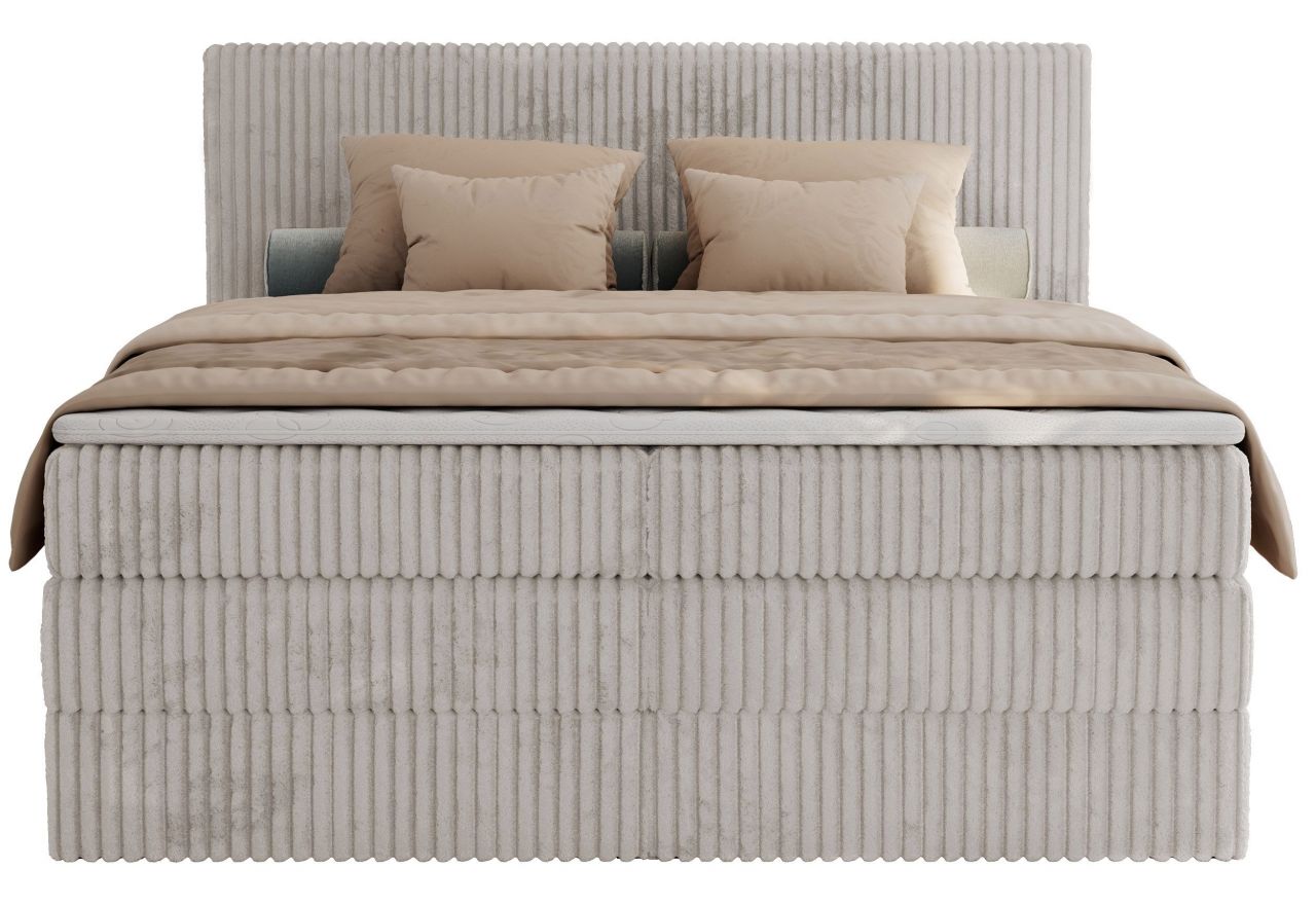 Łóżko kontynentalne TILIANO KING 160x200 - H4 - jasnoszary, sztruks