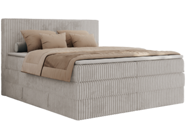Łóżko kontynentalne TILIANO KING 200x200 - H4 - jasnoszary, sztruks