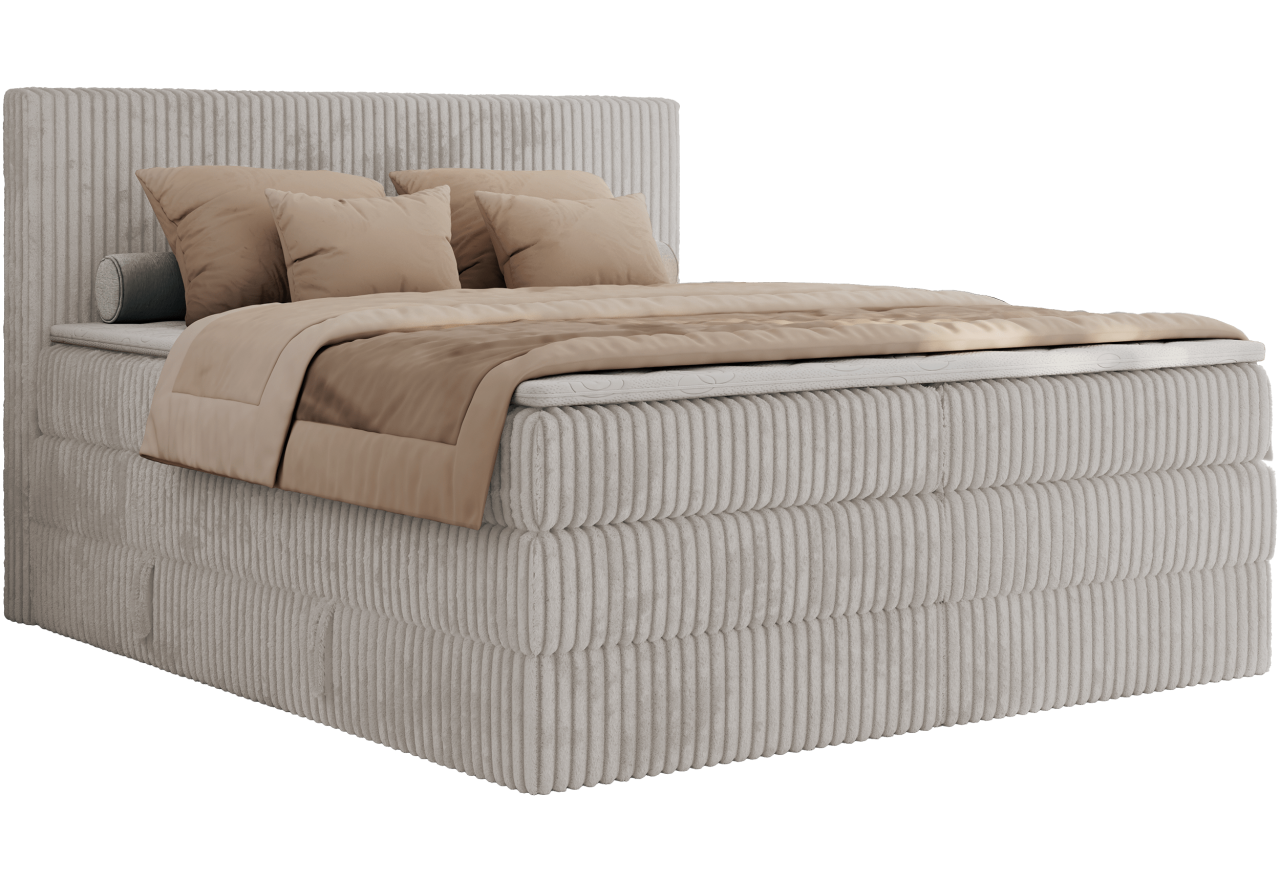 Łóżko kontynentalne TILIANO KING 200x200 - H4 - jasnoszary, sztruks