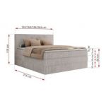Łóżko kontynentalne TILIANO KING 200x200 - H4 - jasnoszary, sztruks