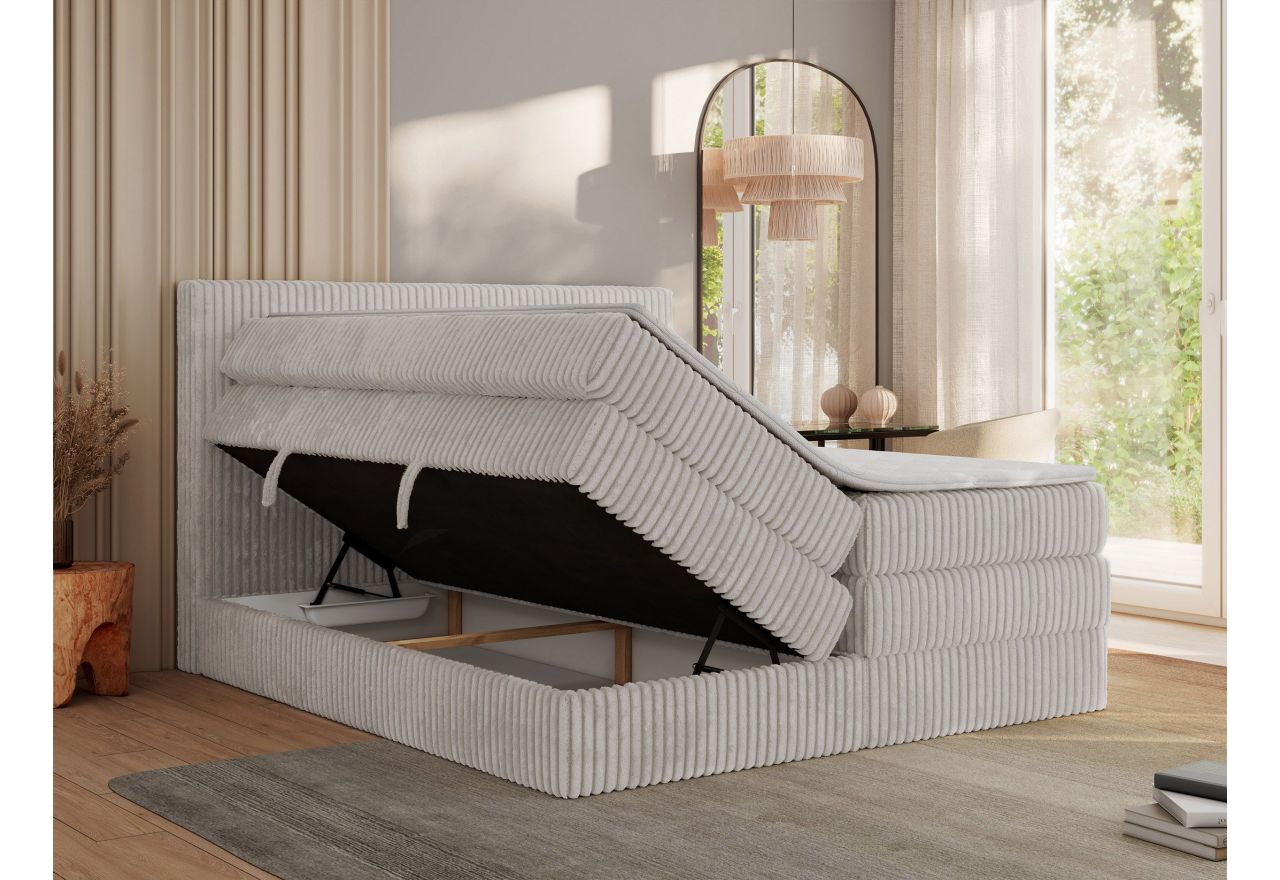 Łóżko kontynentalne TILIANO KING 200x200 - H4 - jasnoszary, sztruks