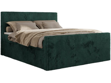 Łóżko kontynentalne TILIANO DUO 140x200 - H3 - ciemnozielony, sztruks