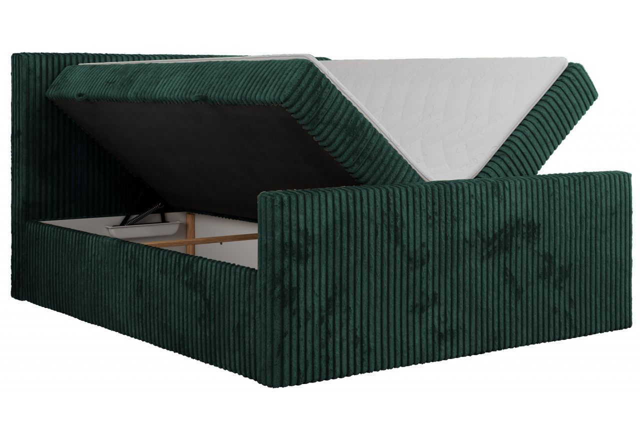 Łóżko kontynentalne TILIANO DUO 140x200 - H3 - ciemnozielony, sztruks