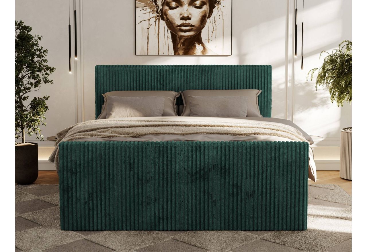 Łóżko kontynentalne TILIANO DUO 180x200 - H3 - ciemnozielony, sztruks