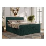 Łóżko kontynentalne TILIANO DUO 200x200 - H3 - ciemnozielony, sztruks