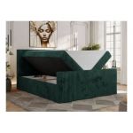Łóżko kontynentalne TILIANO DUO 200x200 - H3 - ciemnozielony, sztruks