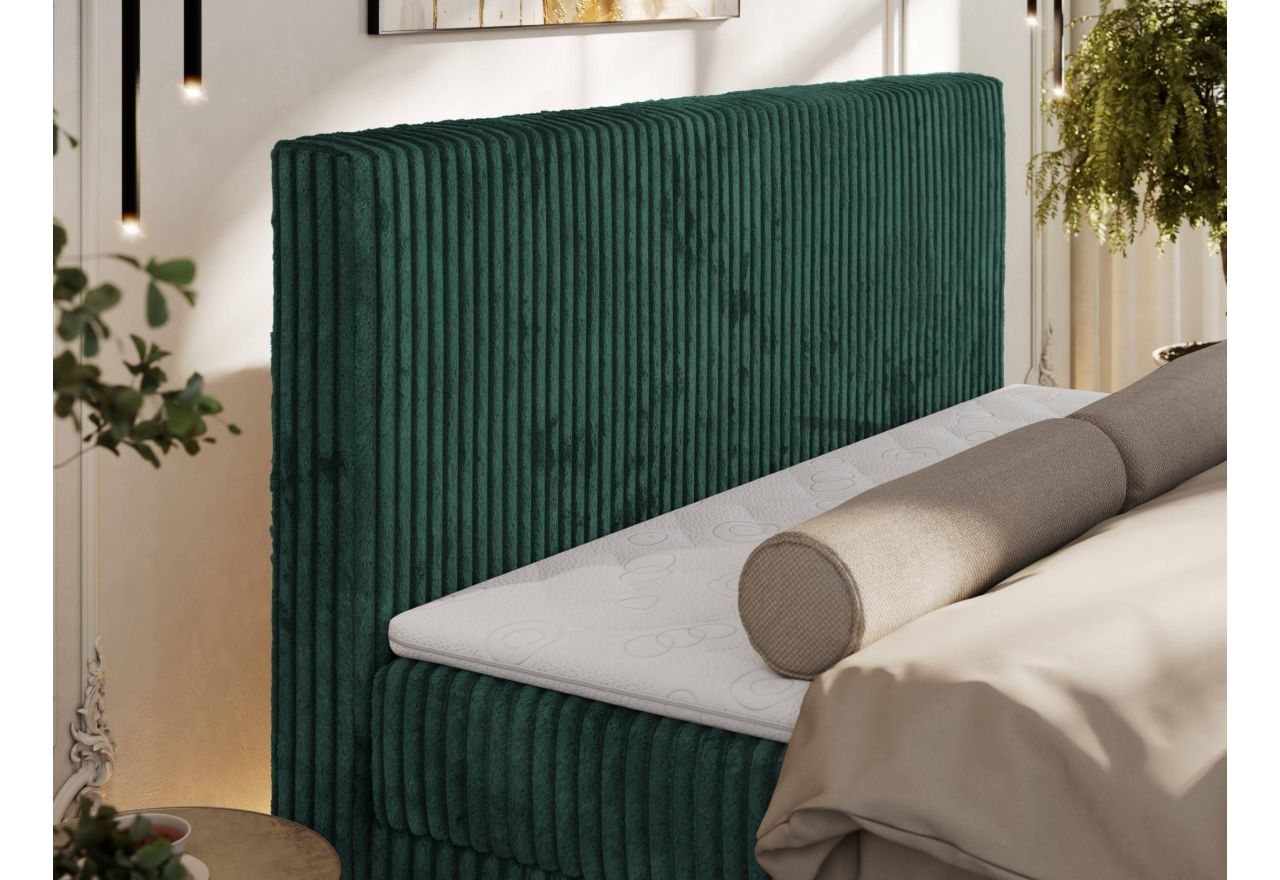 Łóżko kontynentalne TILIANO DUO 140x200 - H4 - ciemnozielony, sztruks