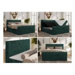 Łóżko kontynentalne TILIANO DUO 140x200 - H4 - ciemnozielony, sztruks