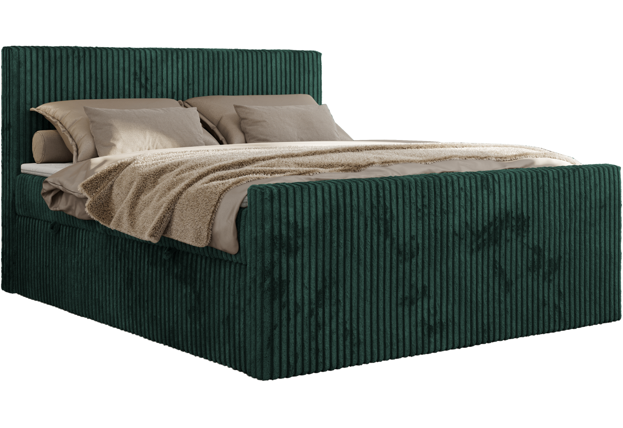 Łóżko kontynentalne TILIANO DUO 160x200 - H4 - ciemnozielony, sztruks