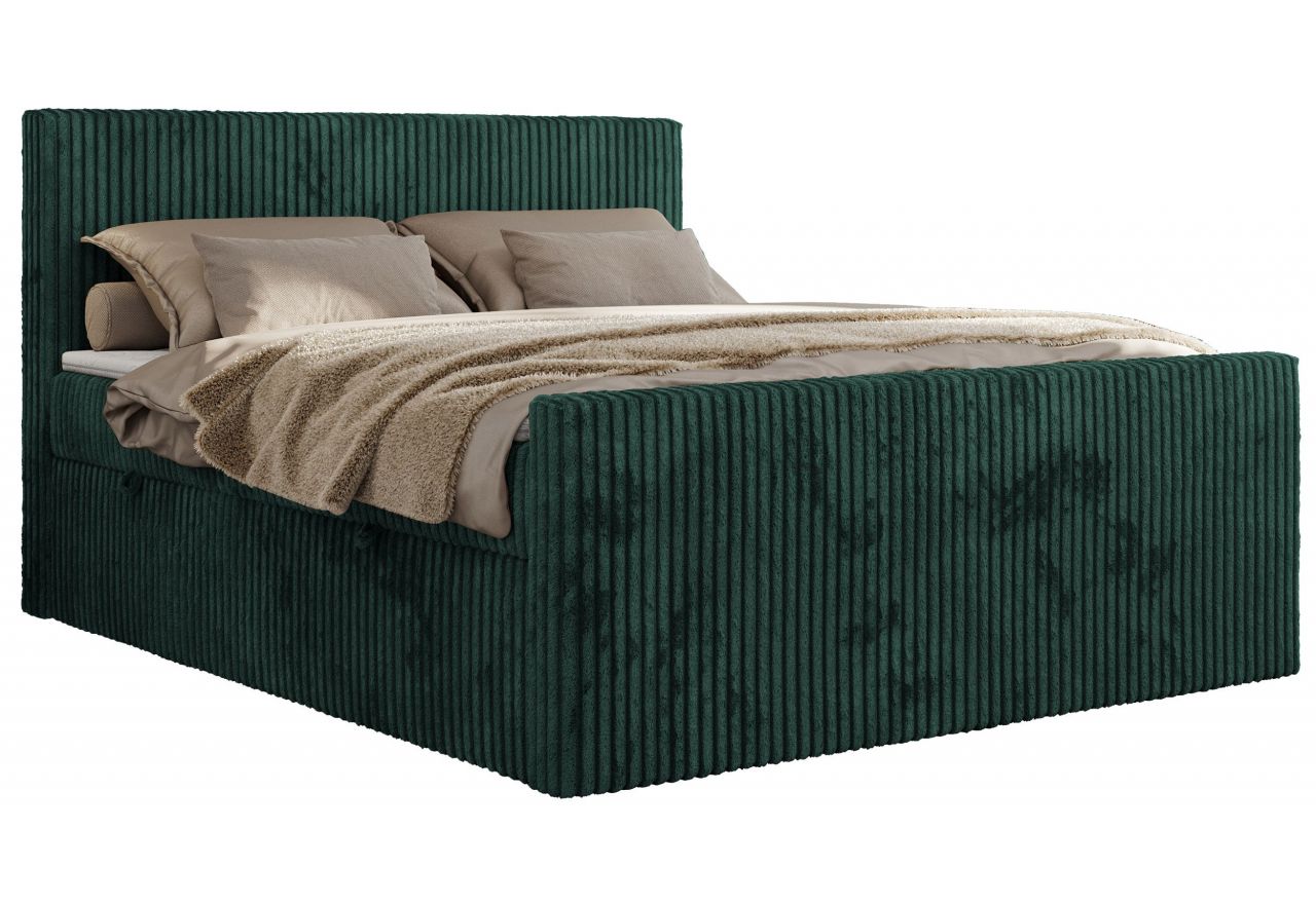 Łóżko kontynentalne TILIANO DUO 200x200 - H4 - ciemnozielony, sztruks