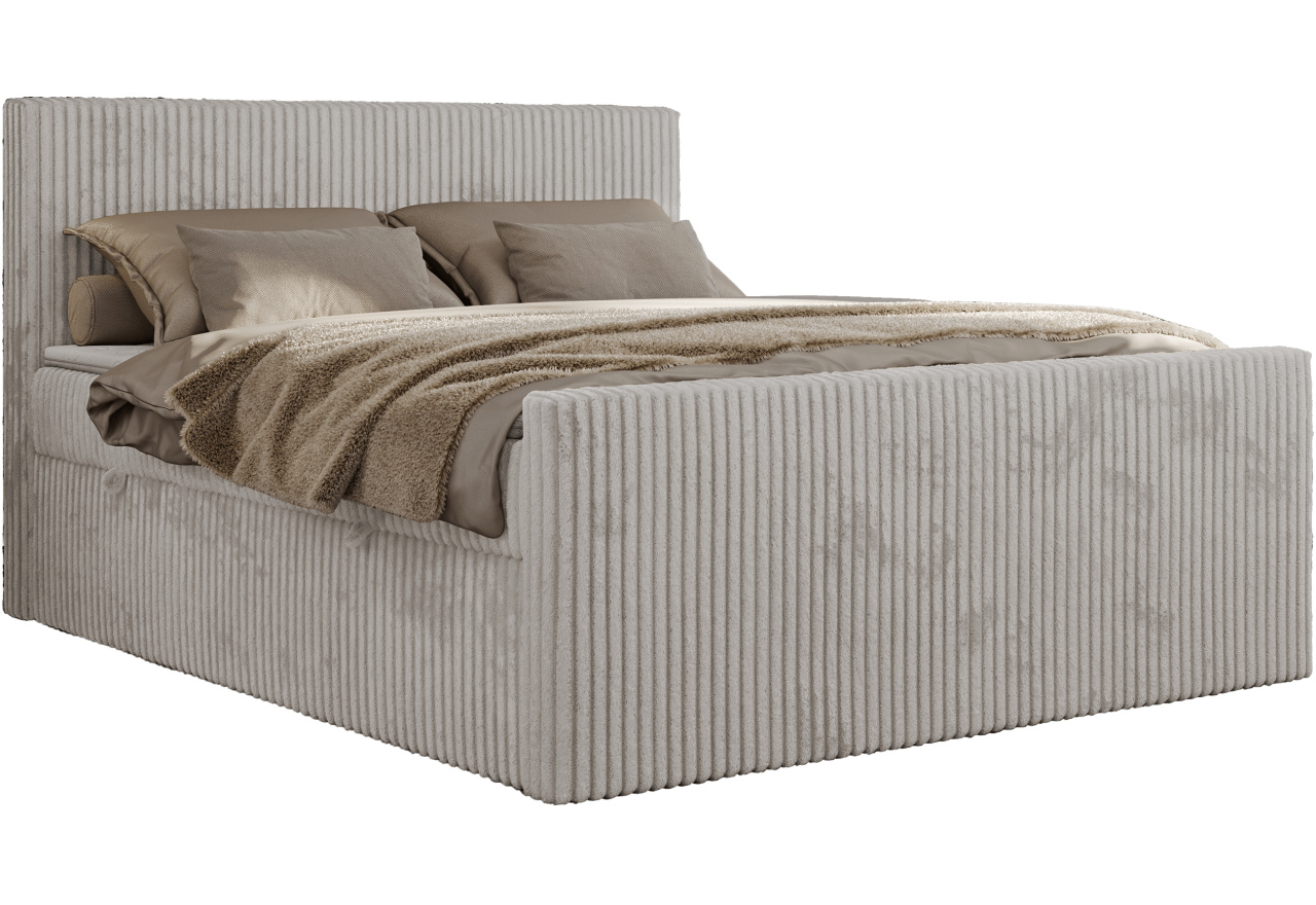 Łóżko kontynentalne TILIANO DUO 140x200 - H3 - jasnoszary, sztruks