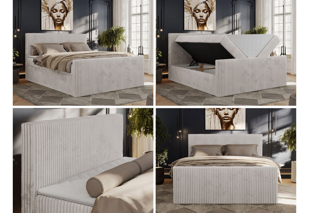 Łóżko kontynentalne TILIANO DUO 140x200 - H3 - jasnoszary, sztruks