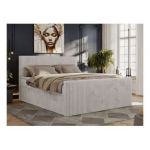 Łóżko kontynentalne TILIANO DUO 160x200 - H3 - jasnoszary, sztruks