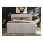 Łóżko kontynentalne TILIANO DUO 200x200 - H3 - jasnoszary, sztruks