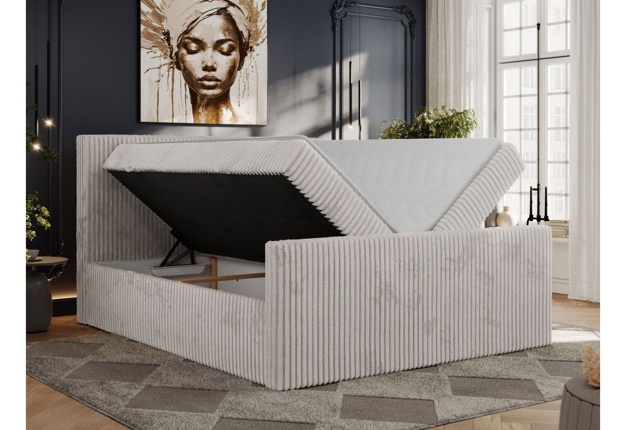 Łóżko kontynentalne TILIANO DUO 200x200 - H3 - jasnoszary, sztruks