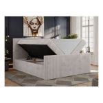 Łóżko kontynentalne TILIANO DUO 200x200 - H3 - jasnoszary, sztruks