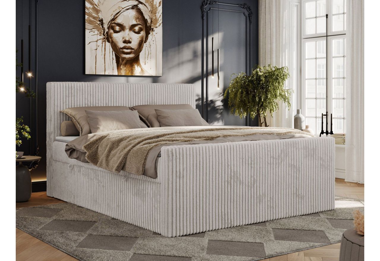 Łóżko kontynentalne TILIANO DUO 160x200 - H4 - jasnoszary, sztruks