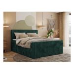 Łóżko kontynentalne TILIANO KING DUO 160x200 - H3 - ciemnozielony, sztruks