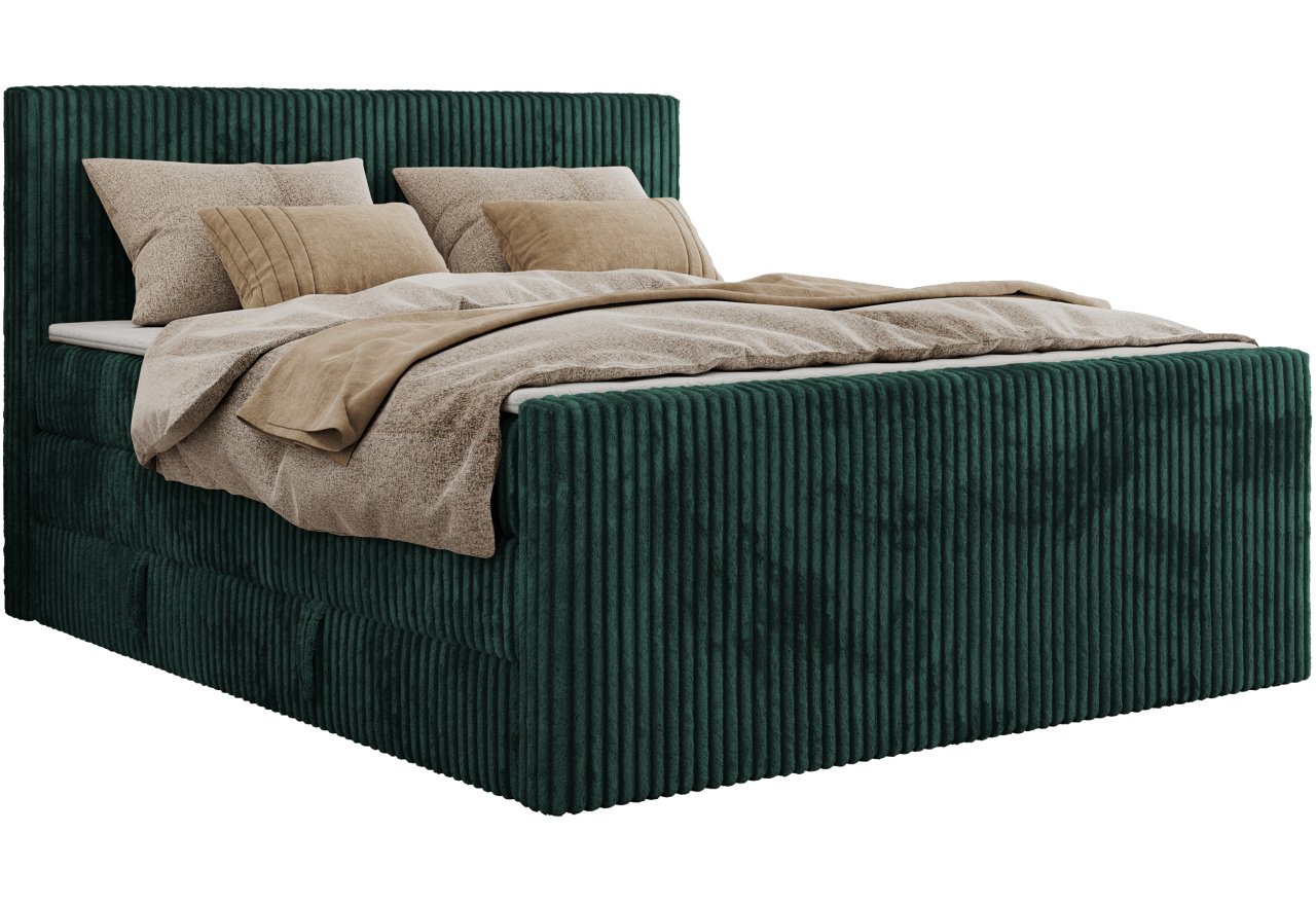 Łóżko kontynentalne TILIANO KING DUO 160x200 - H3 - ciemnozielony, sztruks