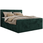 Łóżko kontynentalne TILIANO KING DUO 160x200 - H3 - ciemnozielony, sztruks
