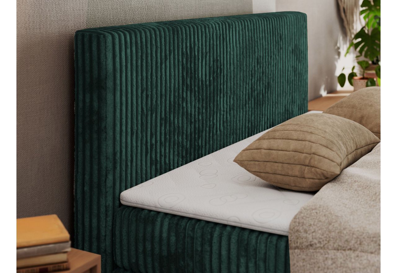 Łóżko kontynentalne TILIANO KING DUO 180x200 - H3 - ciemnozielony, sztruks