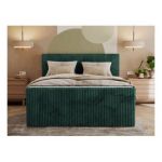 Łóżko kontynentalne TILIANO KING DUO 180x200 - H3 - ciemnozielony, sztruks