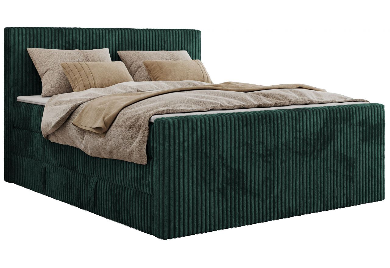 Łóżko kontynentalne TILIANO KING DUO 200x200 - H3 - ciemnozielony, sztruks
