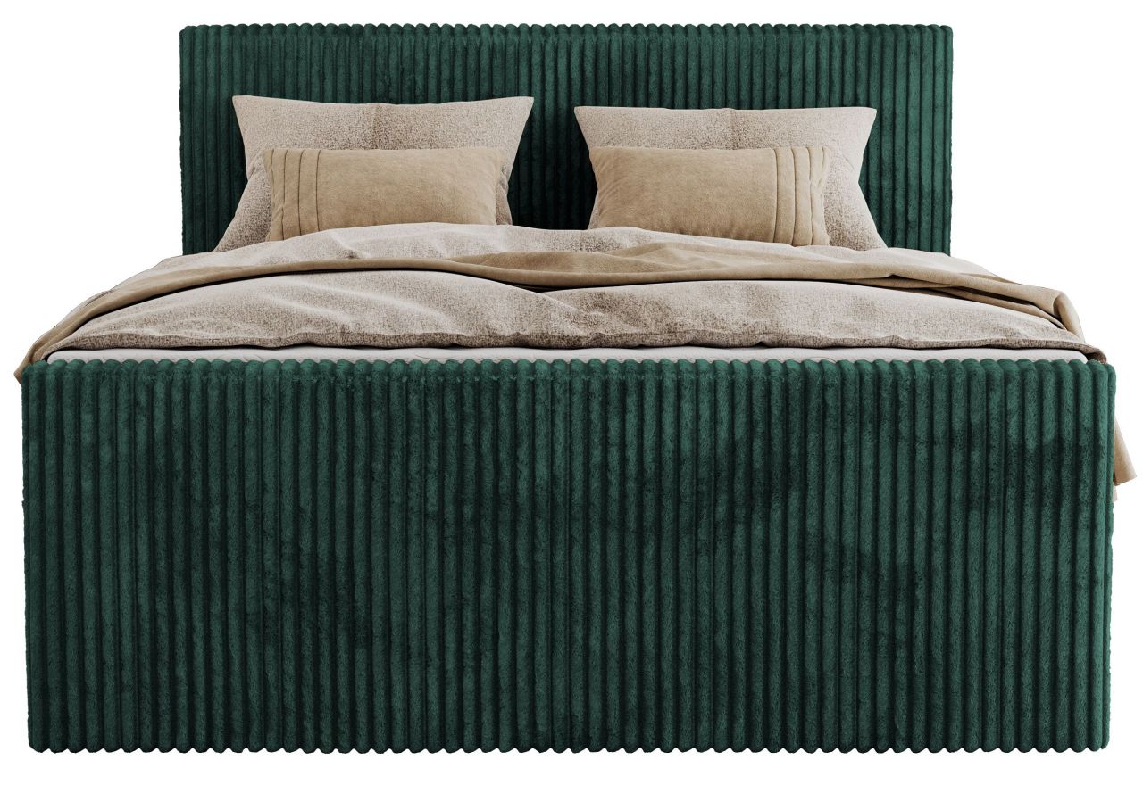 Łóżko kontynentalne TILIANO KING DUO 200x200 - H3 - ciemnozielony, sztruks