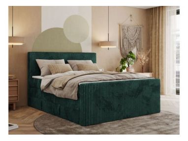 Łóżko kontynentalne TILIANO KING DUO 160x200 - H4 - ciemnozielony, sztruks
