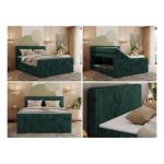 Łóżko kontynentalne TILIANO KING DUO 160x200 - H4 - ciemnozielony, sztruks