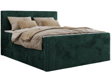 Łóżko kontynentalne TILIANO KING DUO 180x200 - H4 - ciemnozielony, sztruks