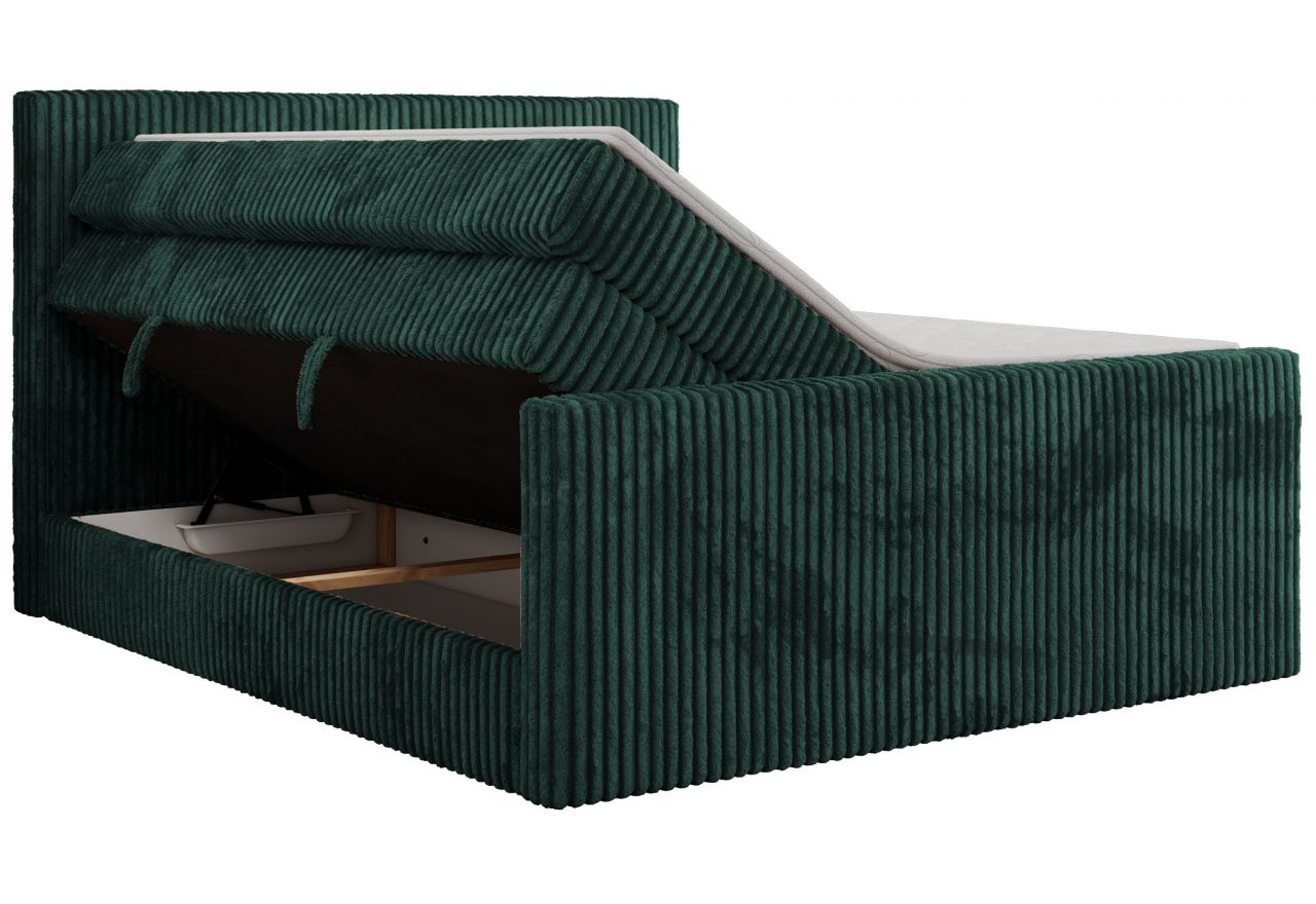 Łóżko kontynentalne TILIANO KING DUO 200x200 - H4 - ciemnozielony, sztruks