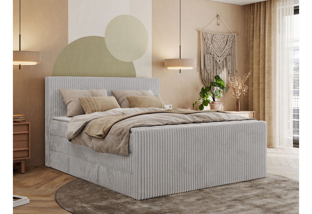 Łóżko kontynentalne TILIANO KING DUO 140x200 - H3 - jasnoszary, sztruks