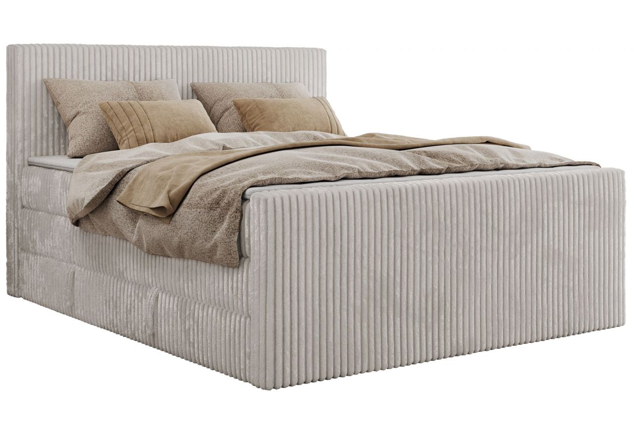 Łóżko kontynentalne TILIANO KING DUO 160x200 - H3 - jasnoszary, sztruks