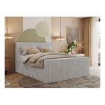 Łóżko kontynentalne TILIANO KING DUO 180x200 - H3 - jasnoszary, sztruks