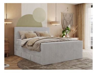 Łóżko kontynentalne TILIANO KING DUO 200x200 - H3 - jasnoszary, sztruks