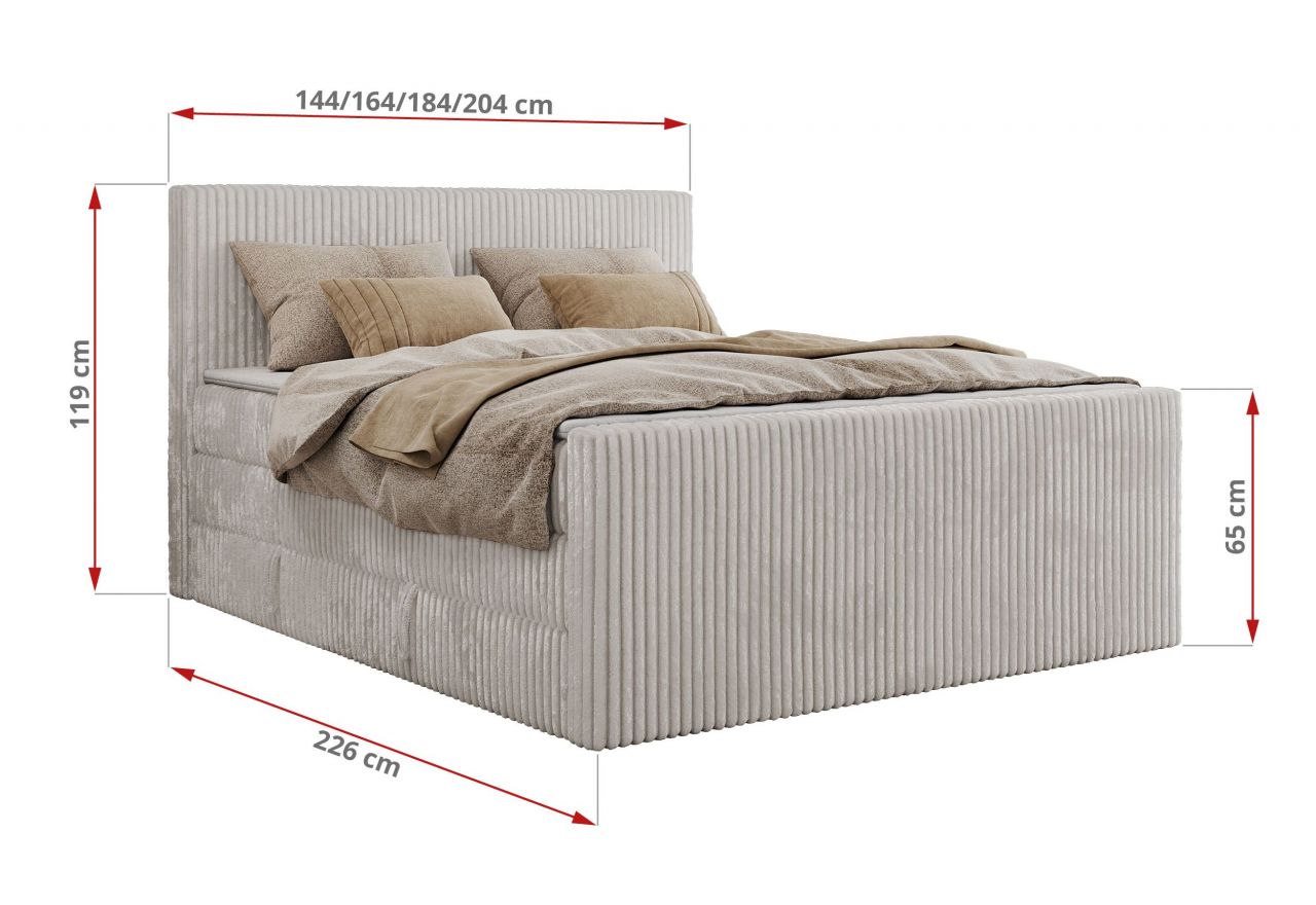 Łóżko kontynentalne TILIANO KING DUO 200x200 - H3 - jasnoszary, sztruks