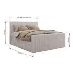 Łóżko kontynentalne TILIANO KING DUO 200x200 - H3 - jasnoszary, sztruks