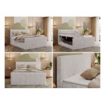 Łóżko kontynentalne TILIANO KING DUO 200x200 - H3 - jasnoszary, sztruks